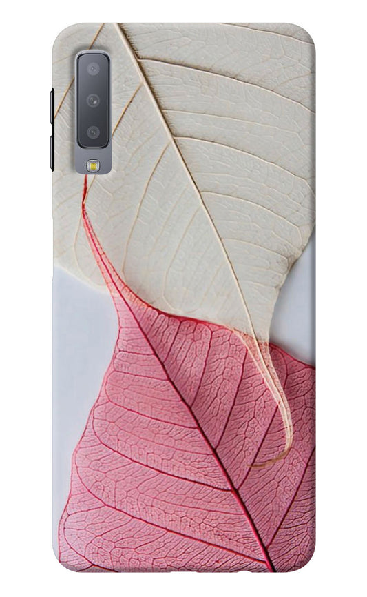 White Pink Leaf Samsung A7 Back Cover
