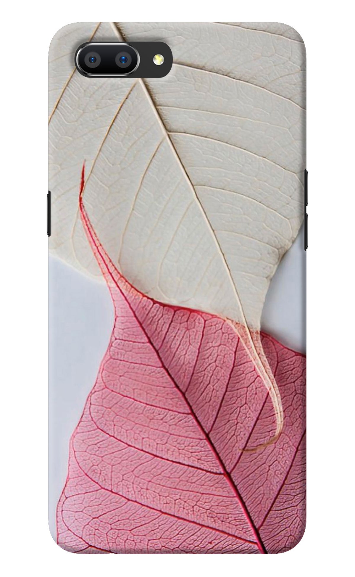 White Pink Leaf Realme C1 Back Cover