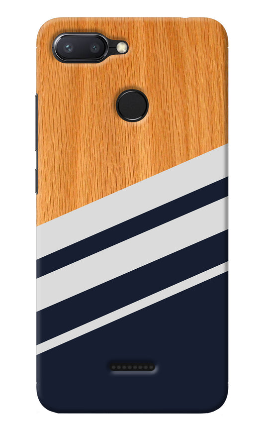 Blue and white wooden Redmi 6 Back Cover