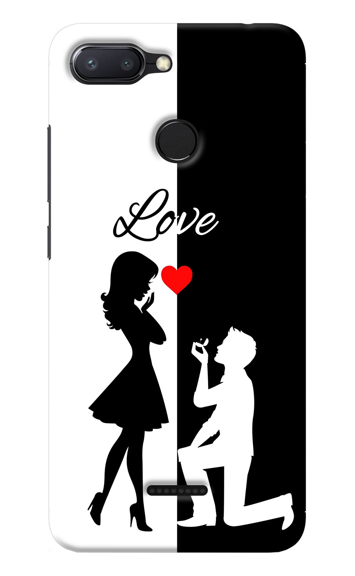 Love Propose Black And White Redmi 6 Back Cover