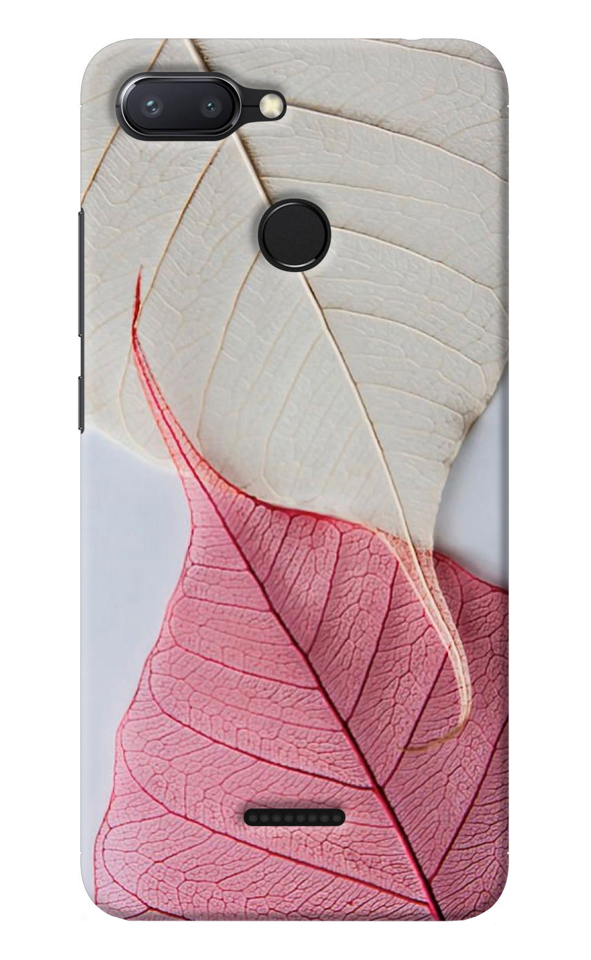 White Pink Leaf Redmi 6 Back Cover