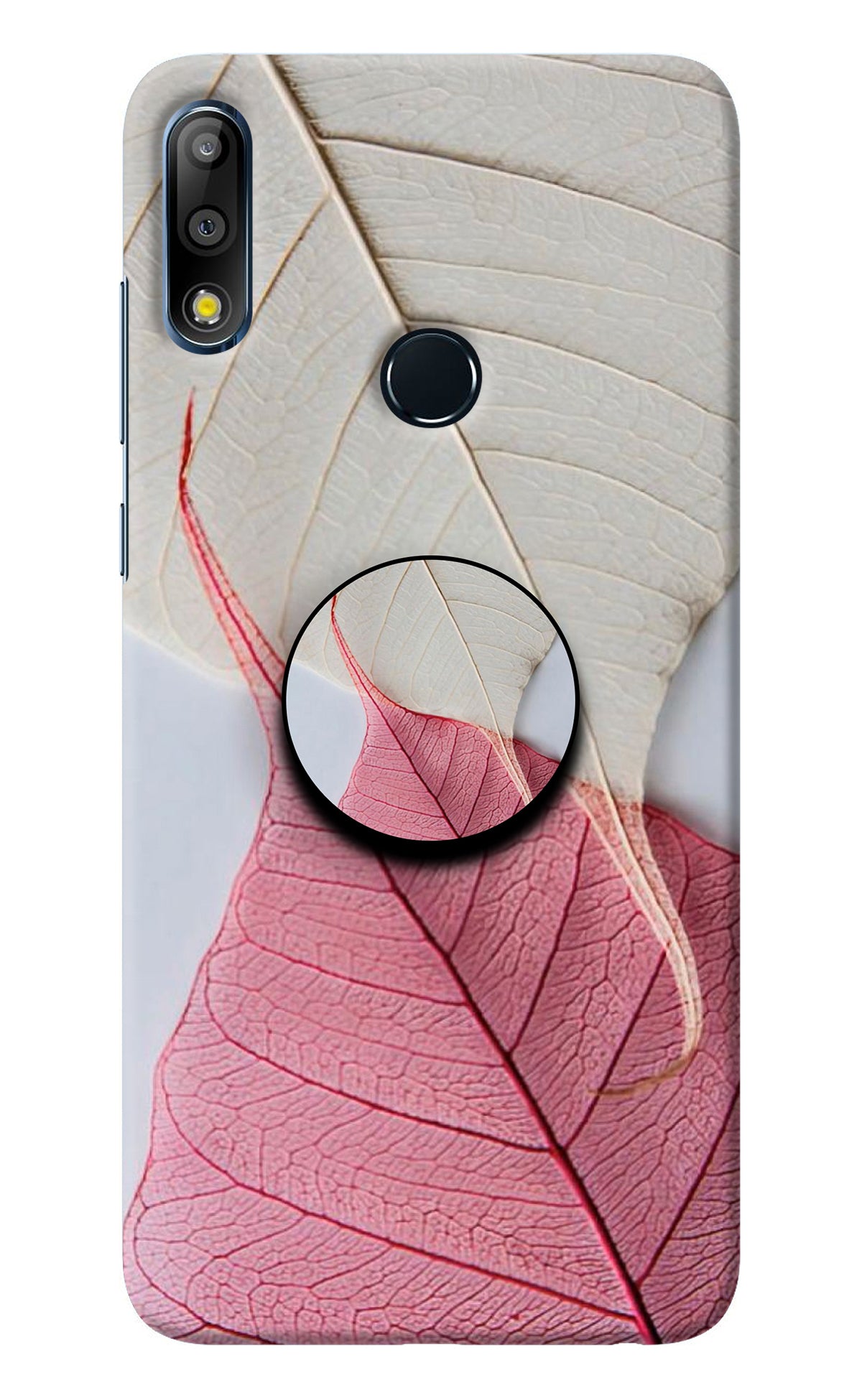 White Pink Leaf Asus Zenfone Max Pro M2 Pop Case