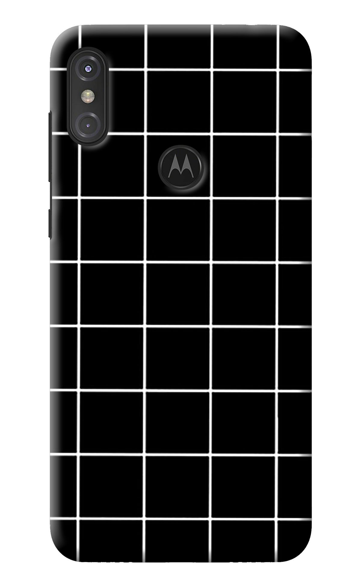 White Grid Moto One Power Back Cover