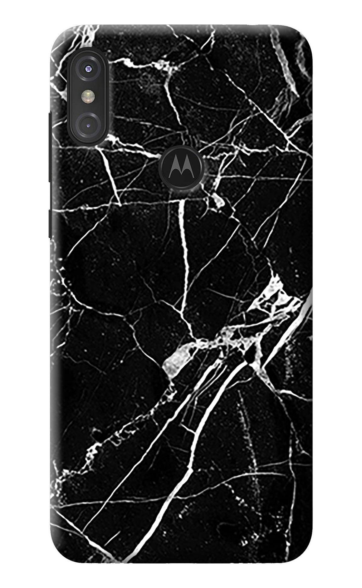 Black Marble Pattern Moto One Power Back Cover