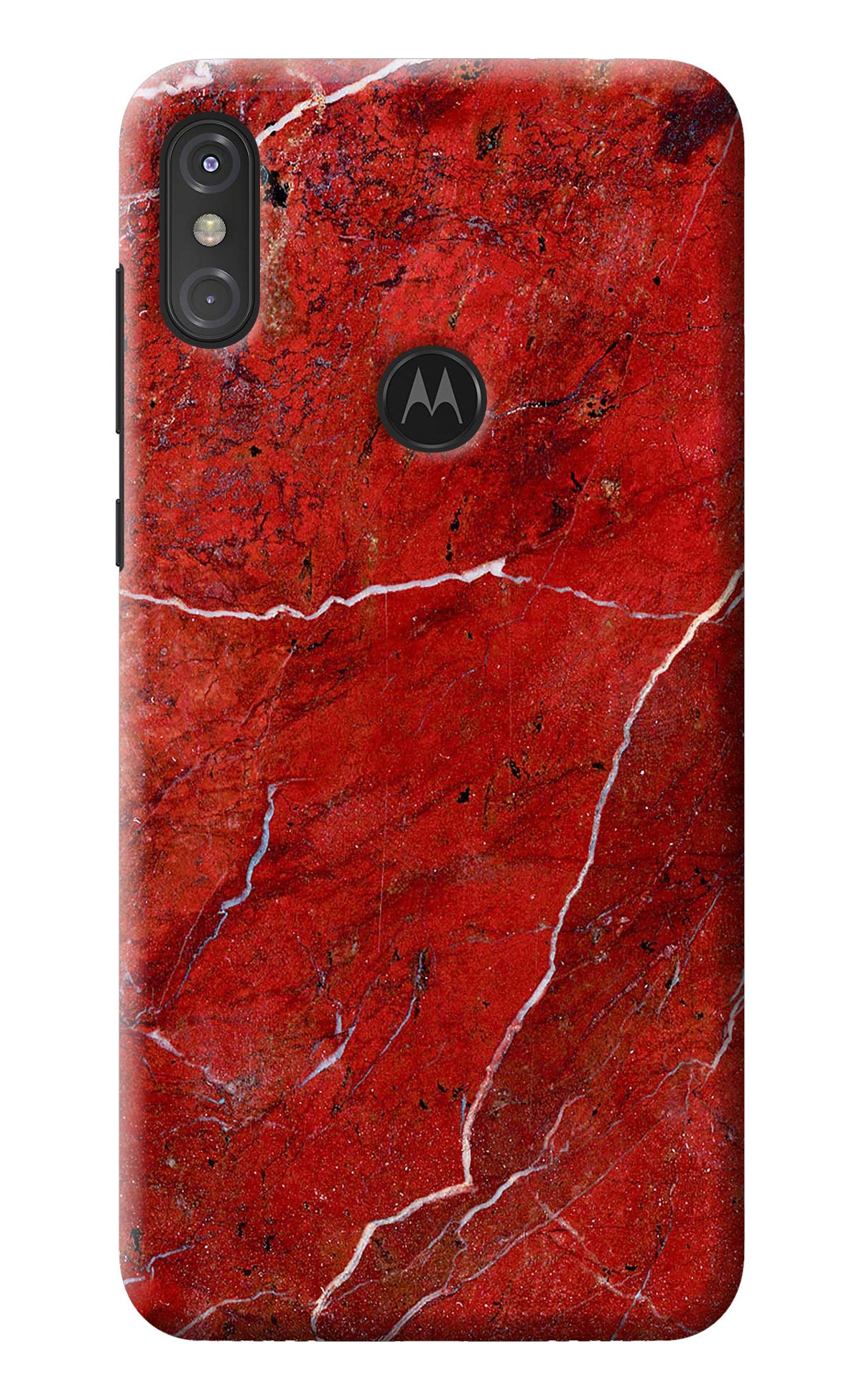 Red Marble Design Moto One Power Back Cover