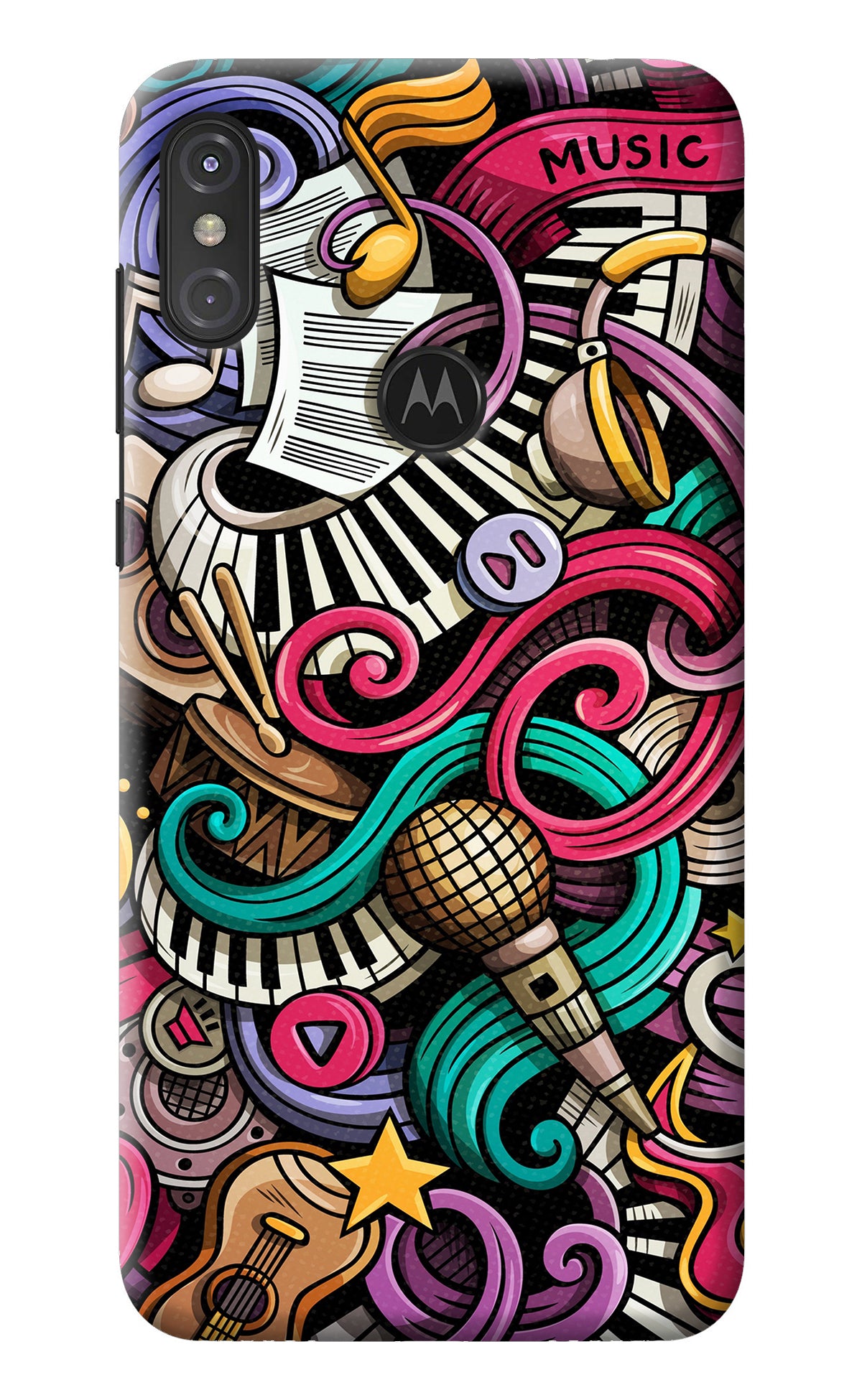 Music Abstract Moto One Power Back Cover