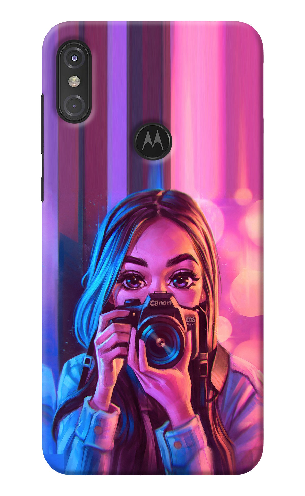 Girl Photographer Moto One Power Back Cover