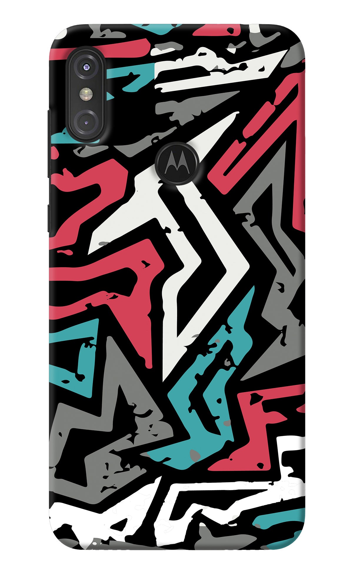 Geometric Graffiti Moto One Power Back Cover