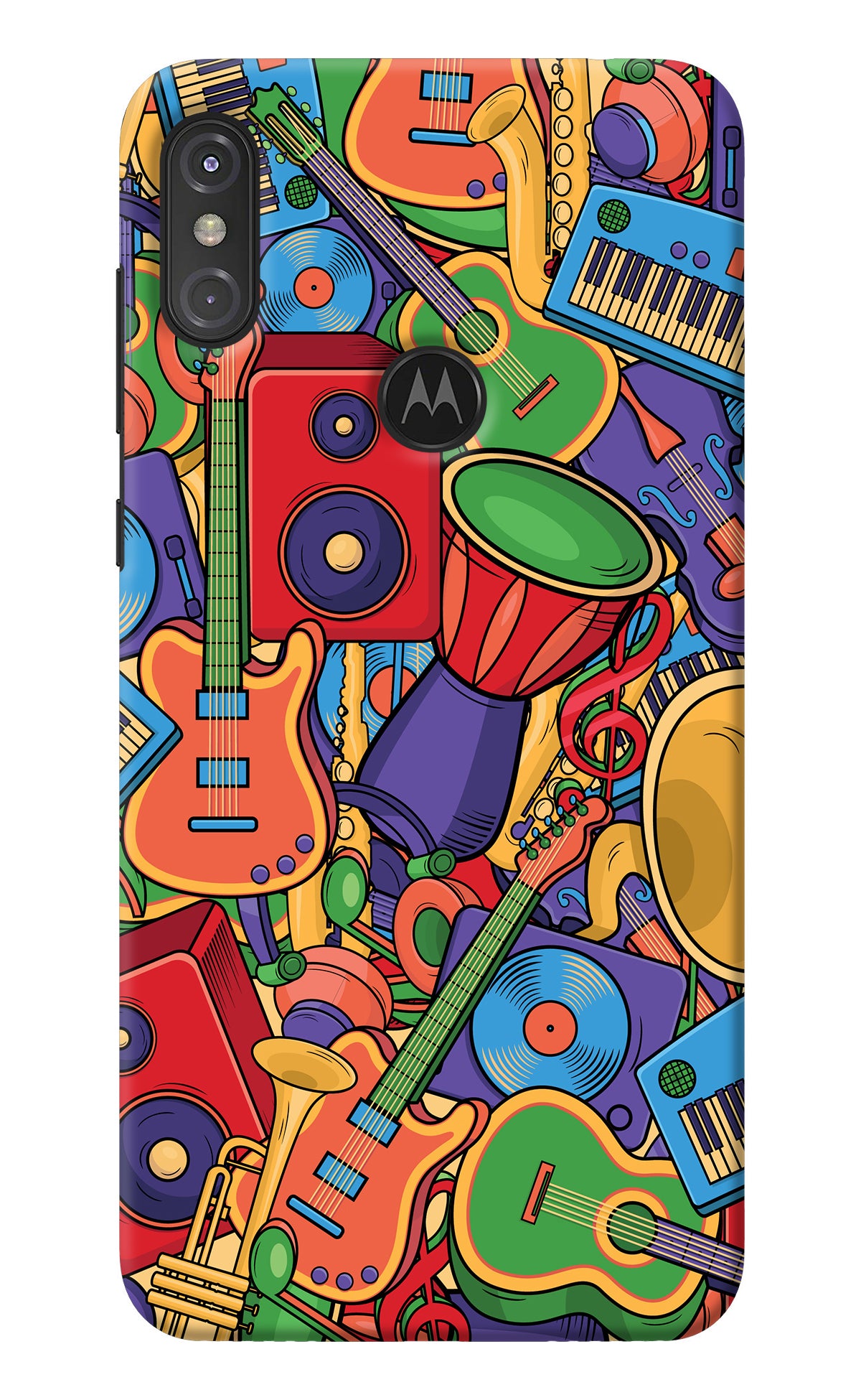 Music Instrument Doodle Moto One Power Back Cover