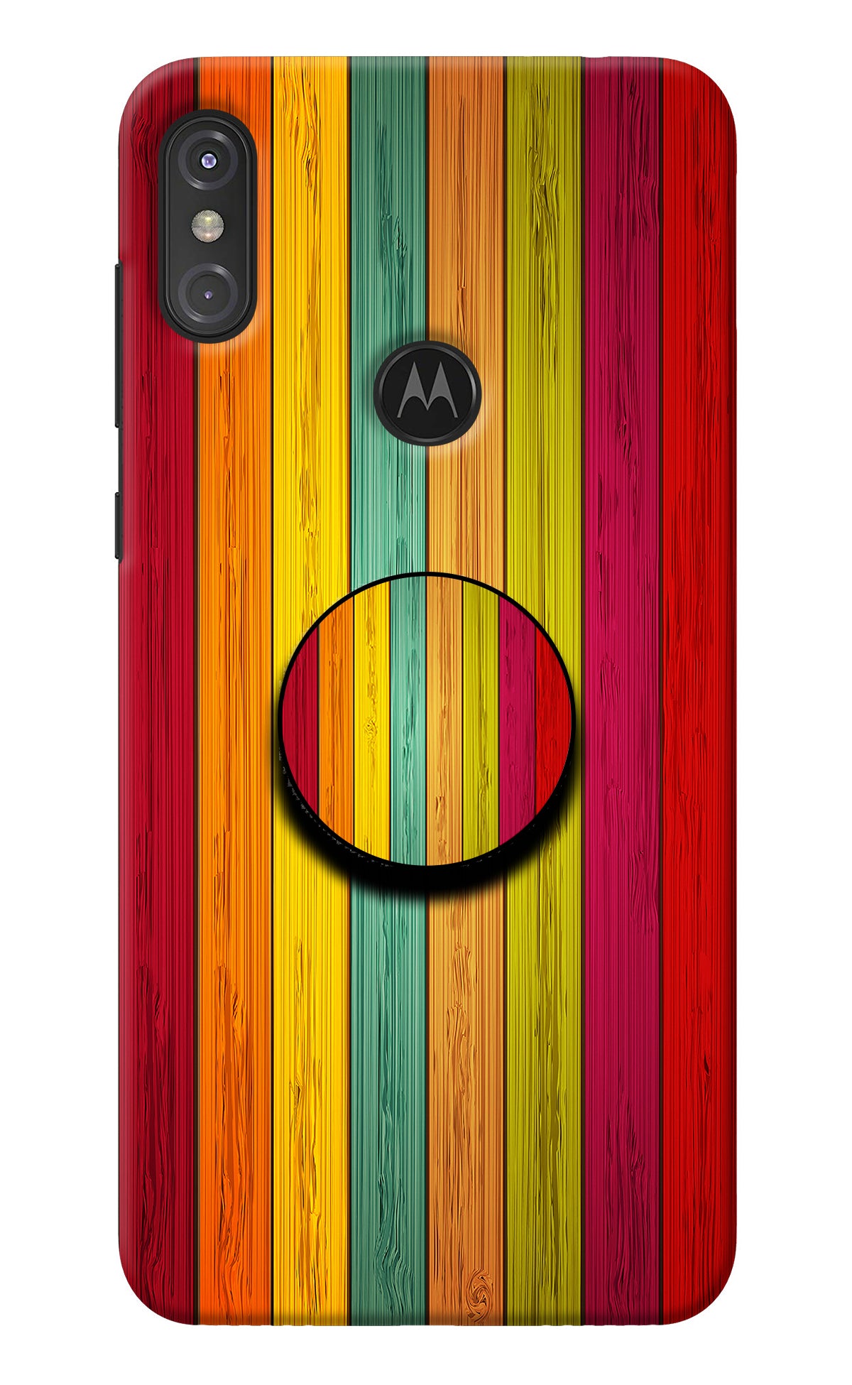 Multicolor Wooden Moto One Power Pop Case