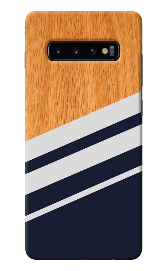 Blue and white wooden Samsung S10 Plus Back Cover