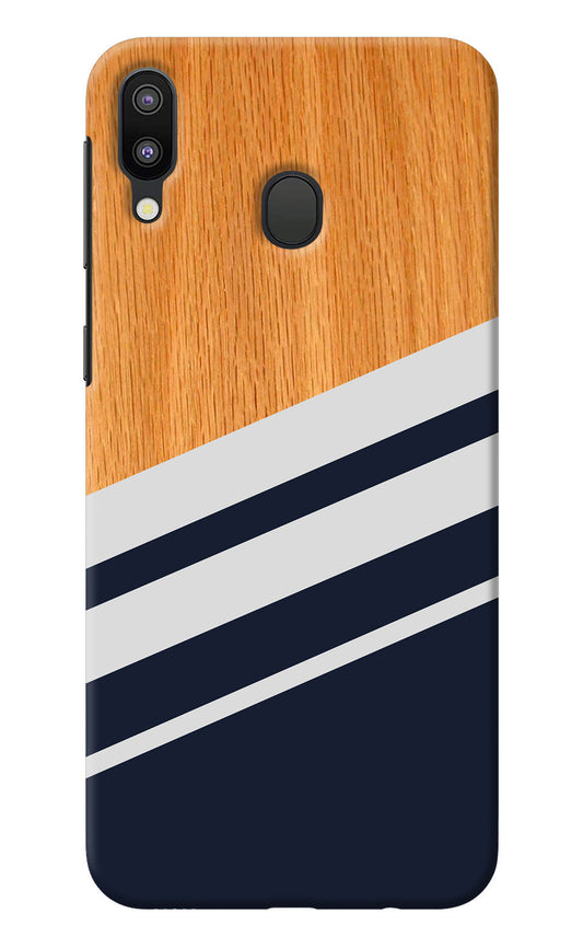 Blue and white wooden Samsung M20 Back Cover