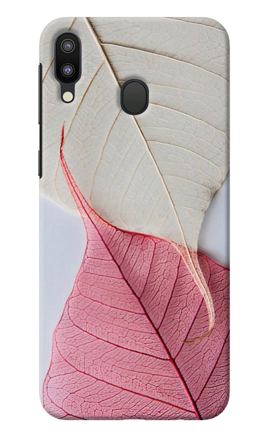White Pink Leaf Samsung M20 Back Cover