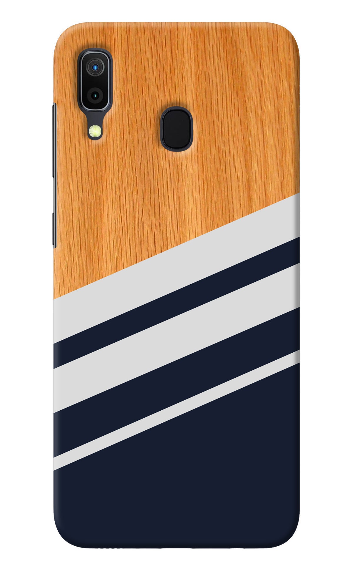 Blue and white wooden Samsung A30 Back Cover