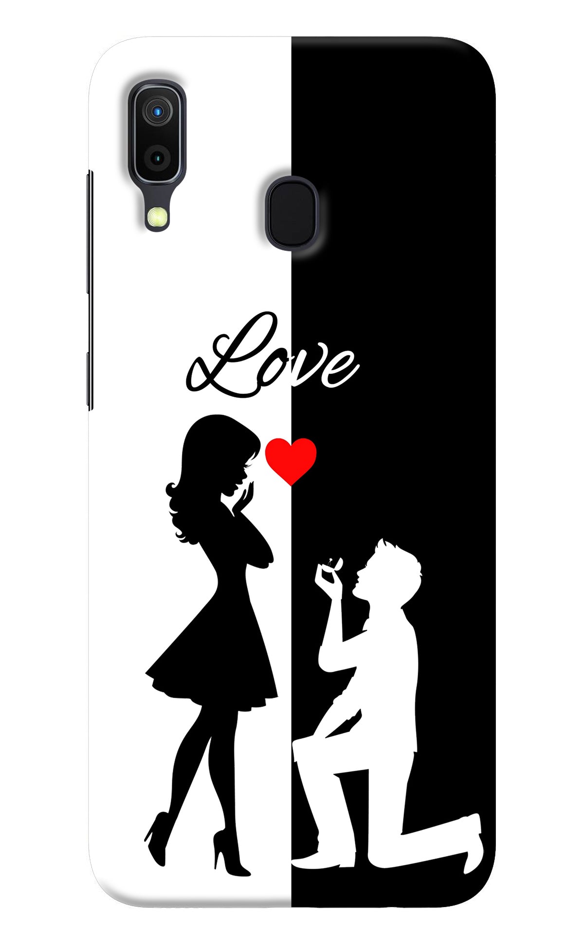 Love Propose Black And White Samsung A30 Back Cover