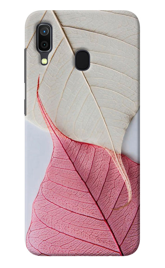White Pink Leaf Samsung A30 Back Cover