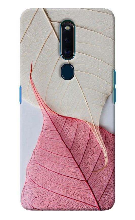 White Pink Leaf Oppo F11 Pro Back Cover