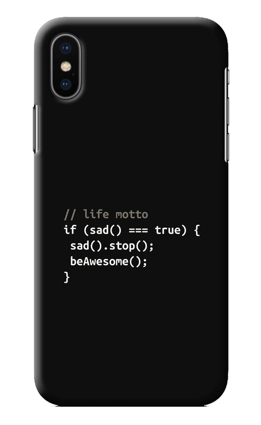 Life Motto Code iPhone XS Back Cover
