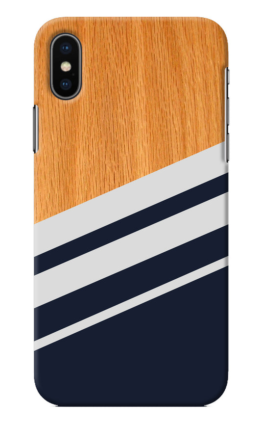 Blue and white wooden iPhone XS Back Cover