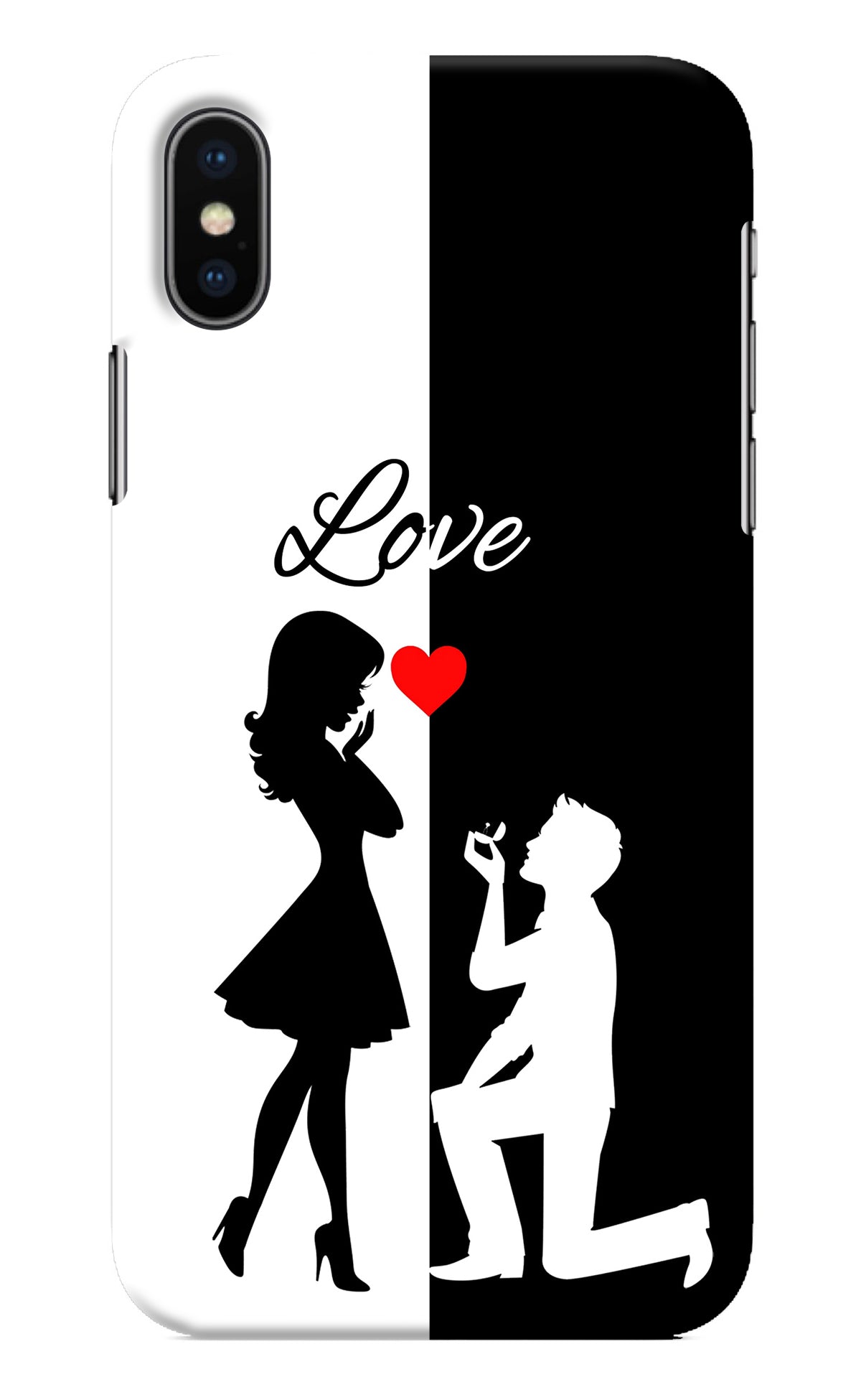 Love Propose Black And White iPhone XS Back Cover