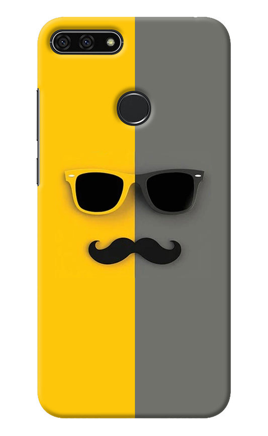 Sunglasses with Mustache Honor 7A Back Cover