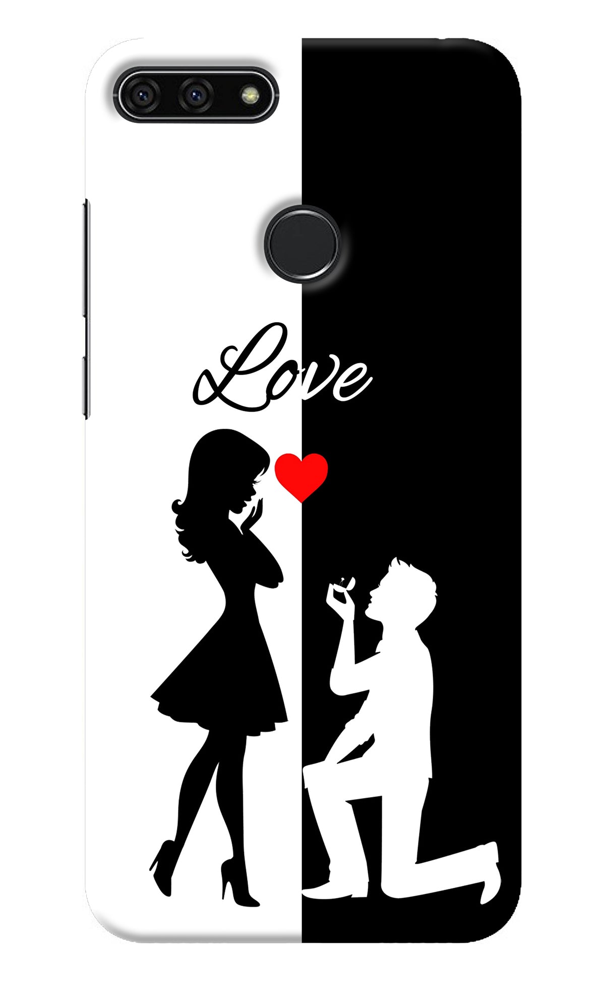 Love Propose Black And White Honor 7A Back Cover