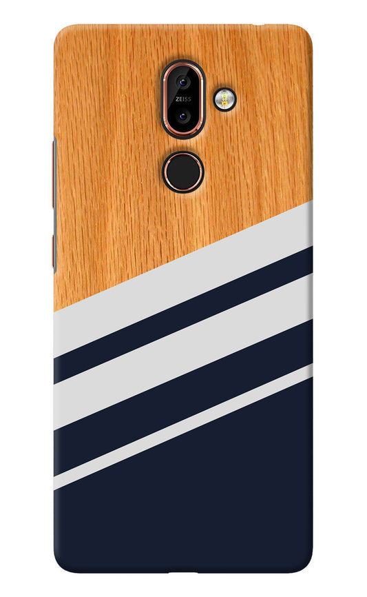 Blue and white wooden Nokia 7 Plus Back Cover
