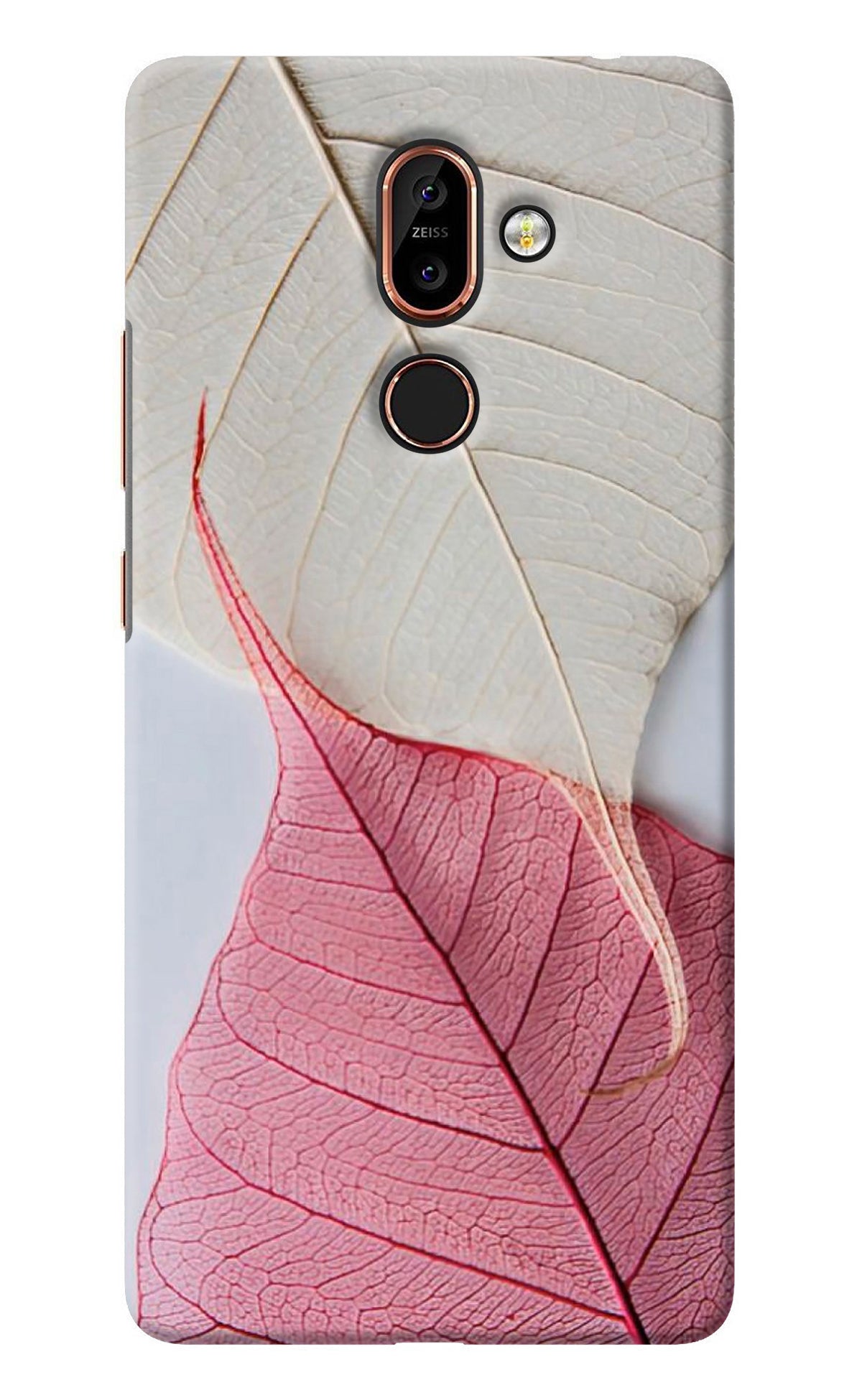 White Pink Leaf Nokia 7 Plus Back Cover