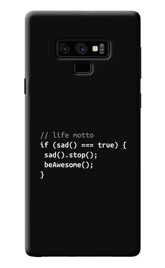 Life Motto Code Samsung Note 9 Back Cover