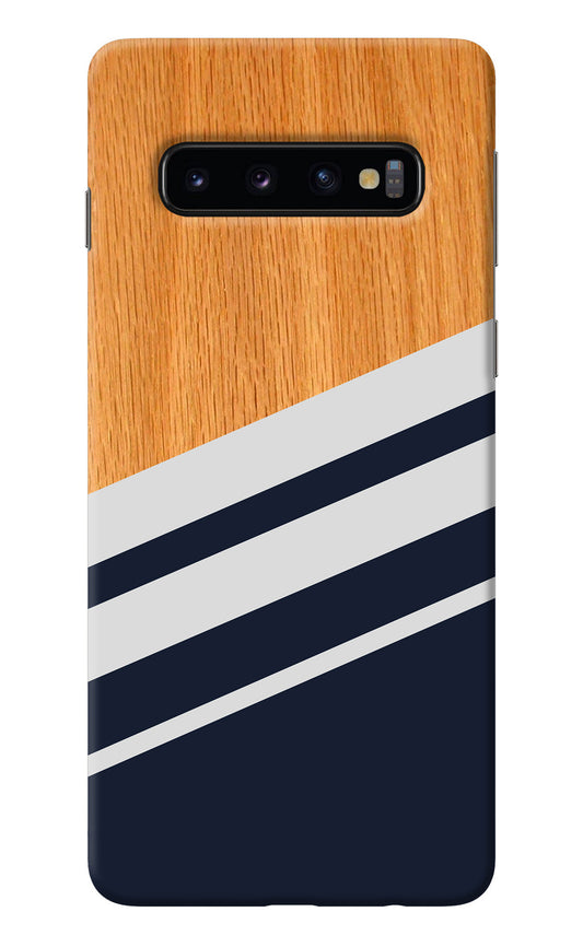 Blue and white wooden Samsung S10 Back Cover