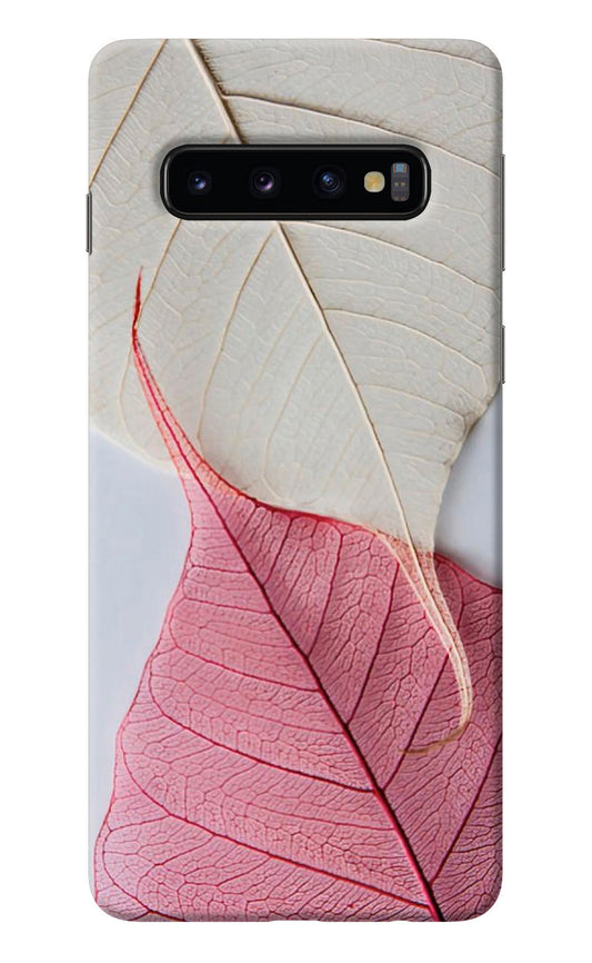 White Pink Leaf Samsung S10 Back Cover