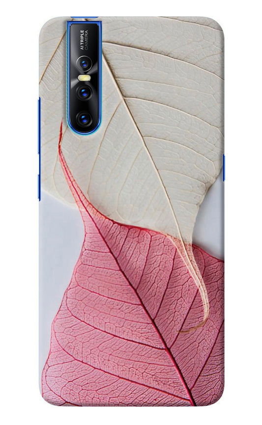 White Pink Leaf Vivo V15 Pro Back Cover