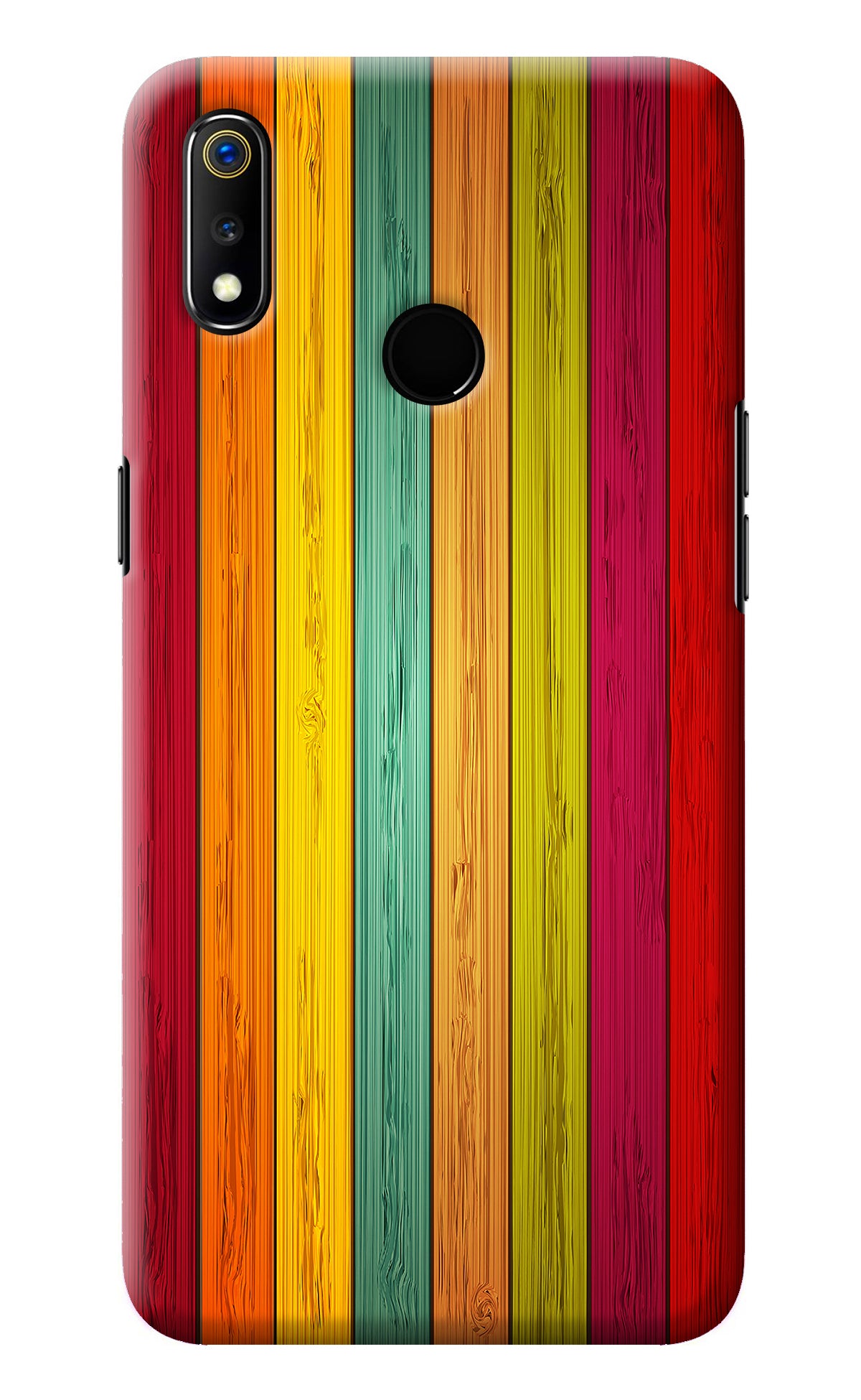 Multicolor Wooden Realme 3 Back Cover