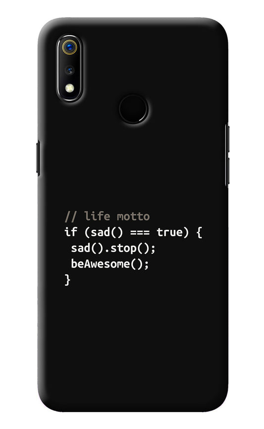 Life Motto Code Realme 3 Back Cover