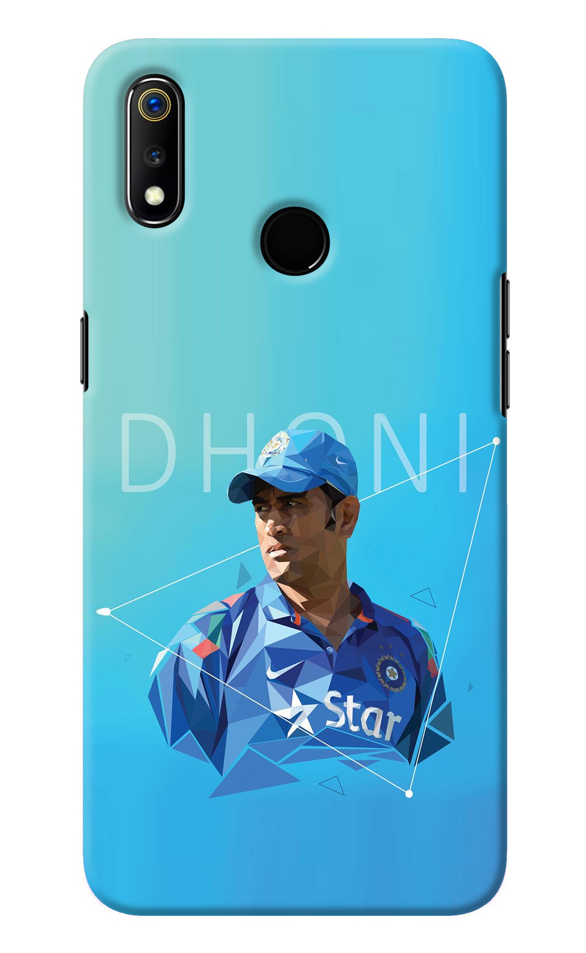 Dhoni Artwork Realme 3 Back Cover