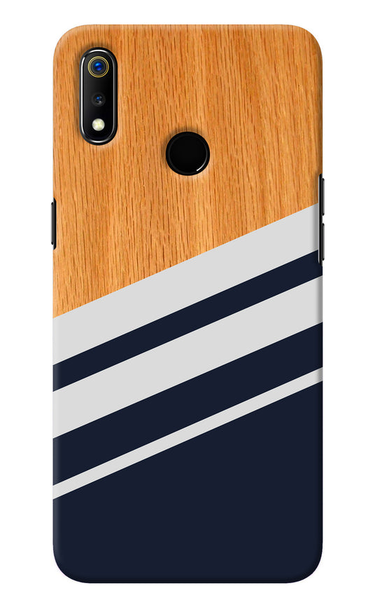 Blue and white wooden Realme 3 Back Cover