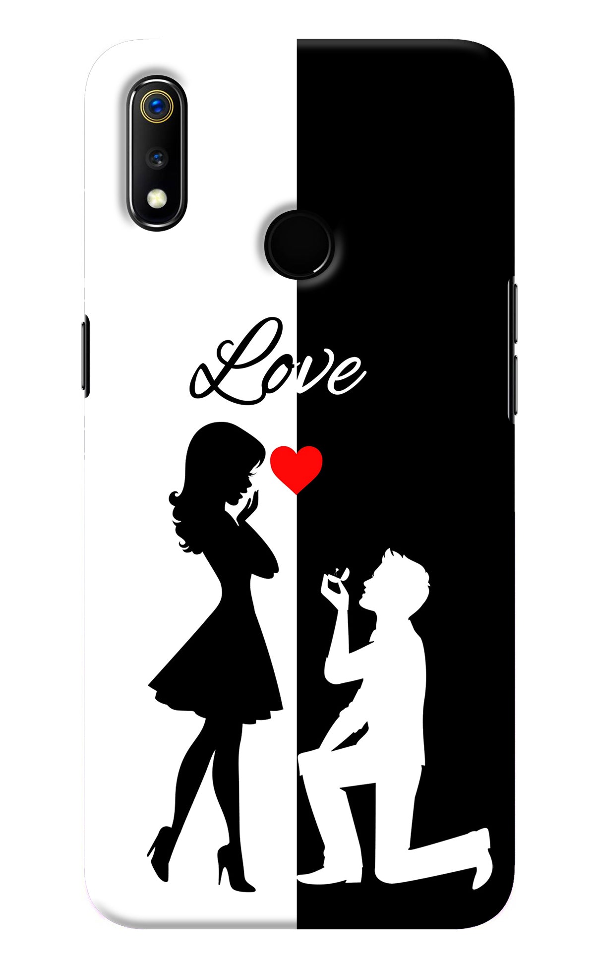 Love Propose Black And White Realme 3 Back Cover