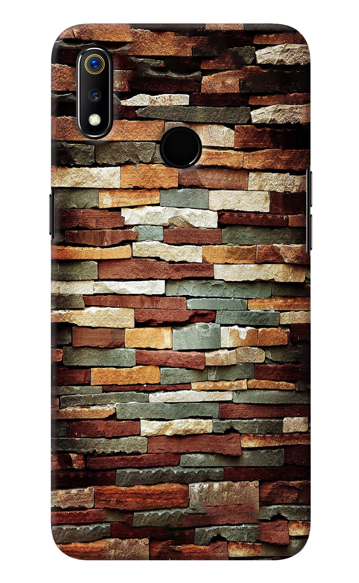 Bricks Pattern Realme 3 Back Cover