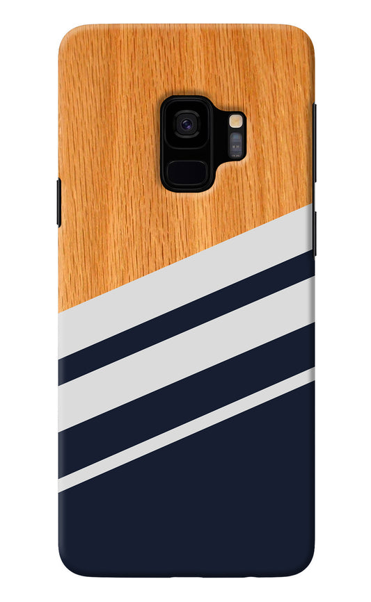 Blue and white wooden Samsung S9 Back Cover