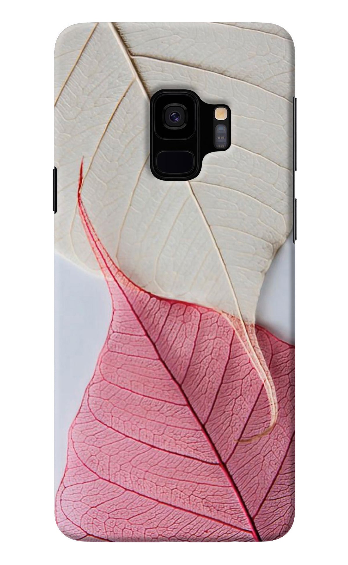 White Pink Leaf Samsung S9 Back Cover