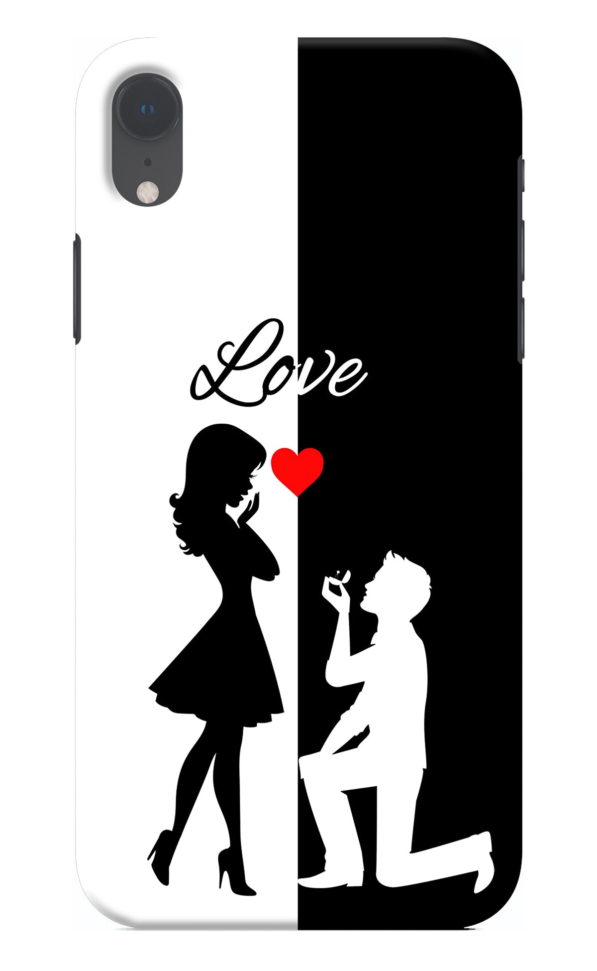 Love Propose Black And White iPhone XR Back Cover