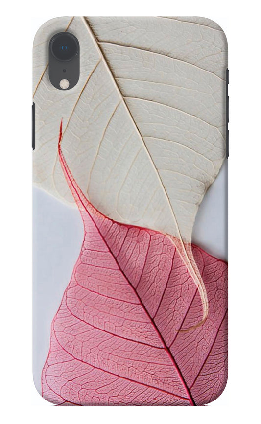 White Pink Leaf iPhone XR Back Cover
