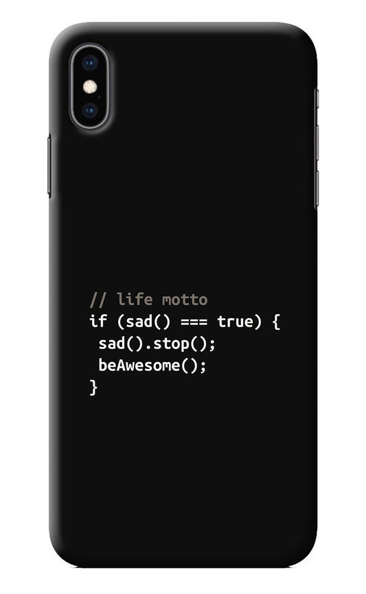 Life Motto Code iPhone XS Max Back Cover