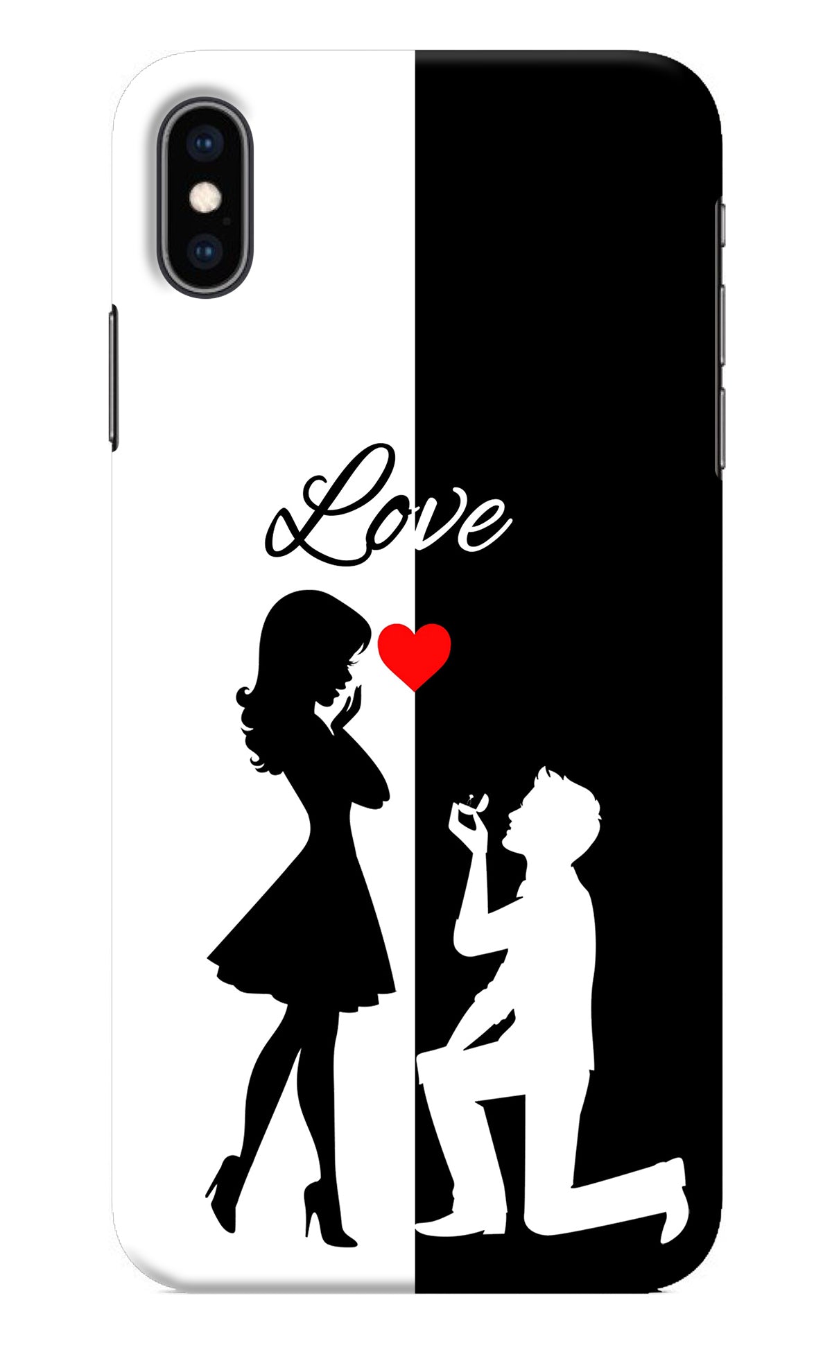 Love Propose Black And White iPhone XS Max Back Cover