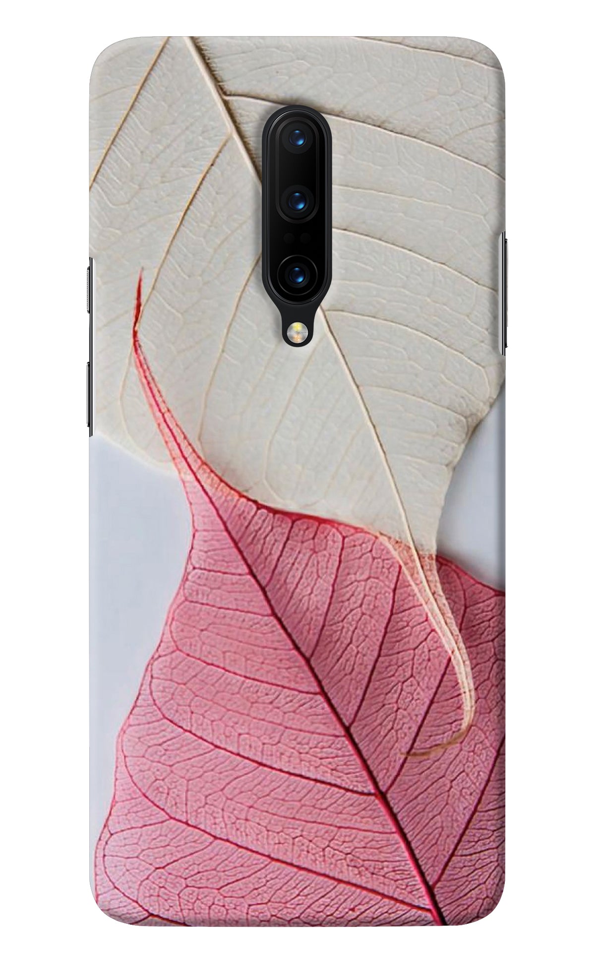 White Pink Leaf Oneplus 7 Pro Back Cover