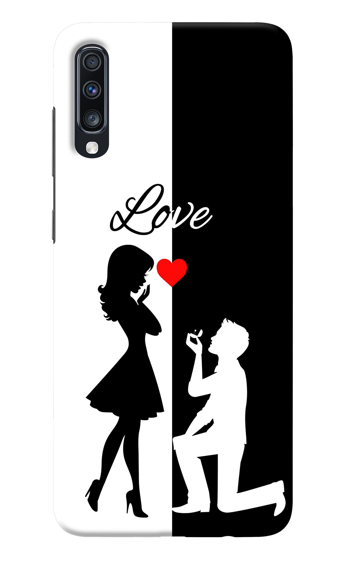 Love Propose Black And White Samsung A70 Back Cover