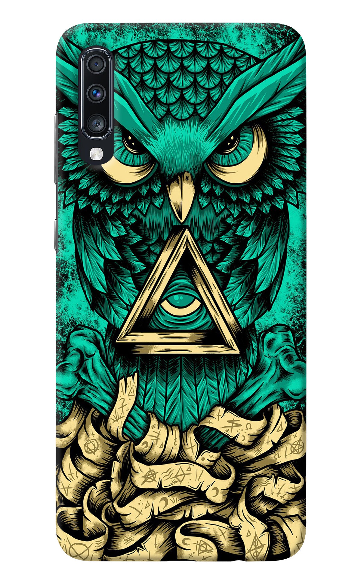 Green Owl Samsung A70 Back Cover