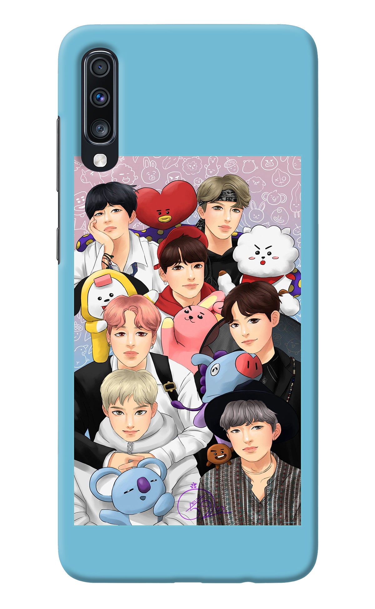 BTS with animals Samsung A70 Back Cover