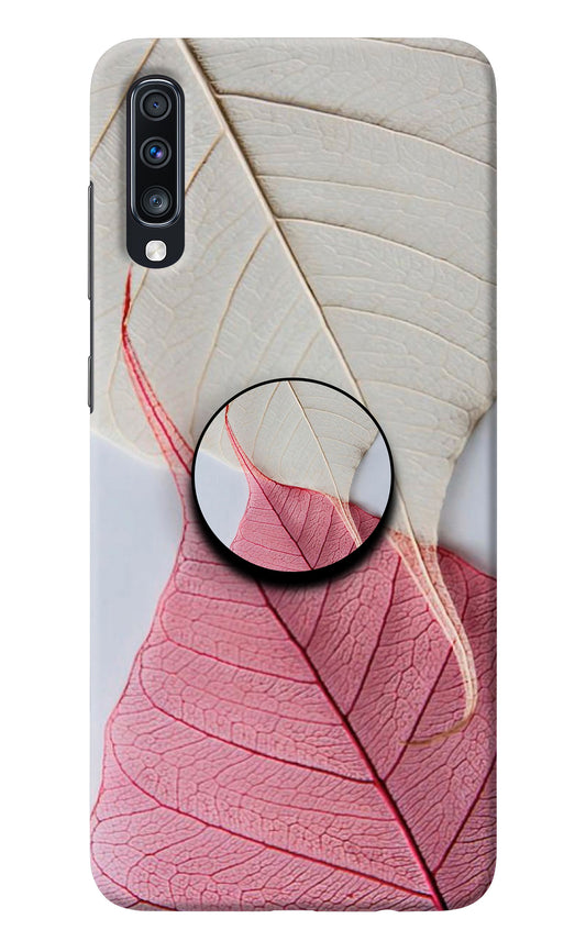 White Pink Leaf Samsung A70 Pop Case