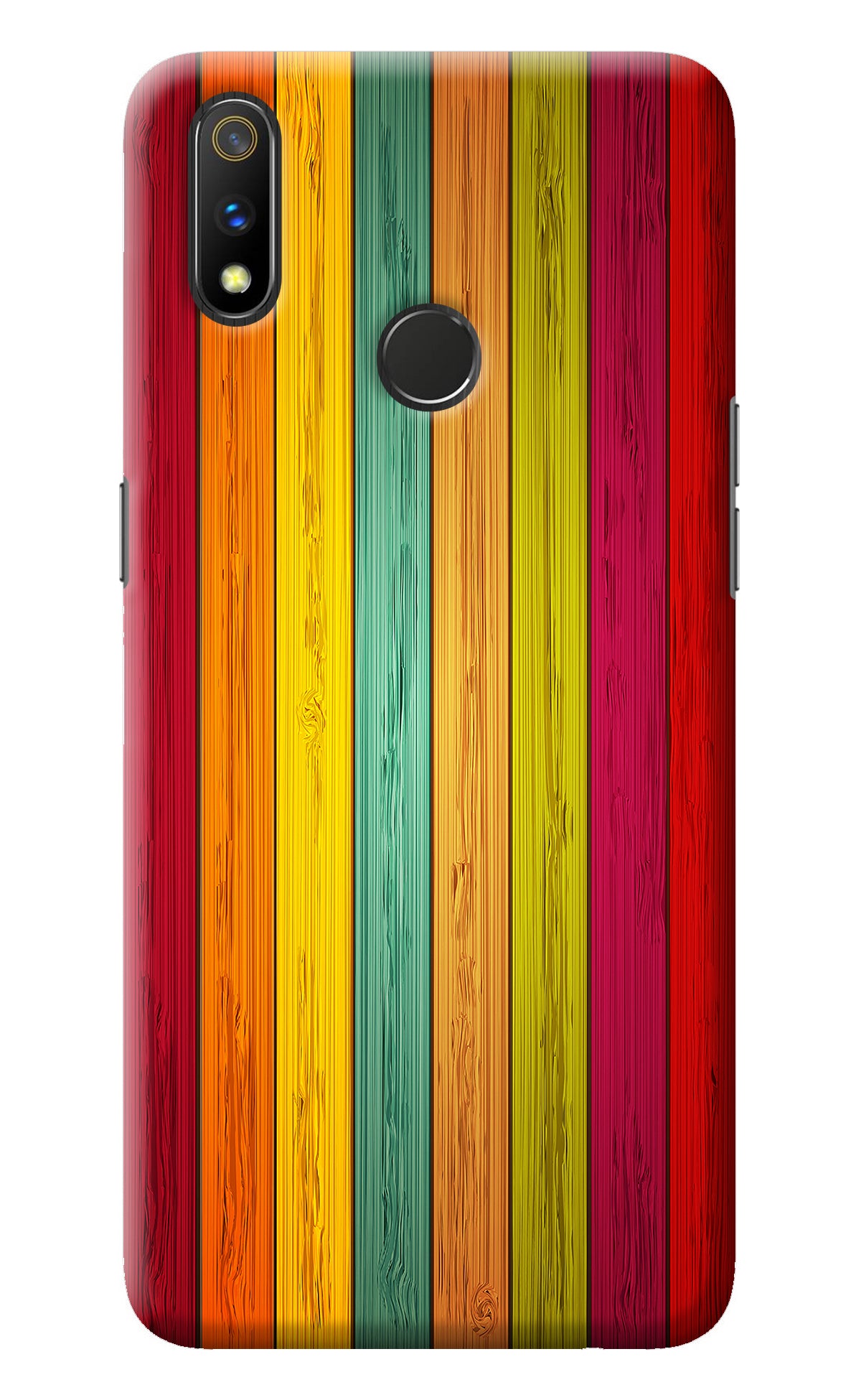 Multicolor Wooden Realme 3 Pro Back Cover